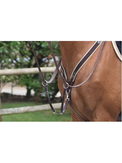Pechopetral marrón elástico con martingala y tijerillas para caballo - Jump'in