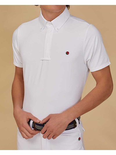 Polo de competición de manga corta blanco para hombre Covina - Manfredi