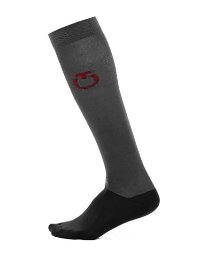 Calcetines altos de invierno grises y negros con logo rojo - Cavalleria Toscana