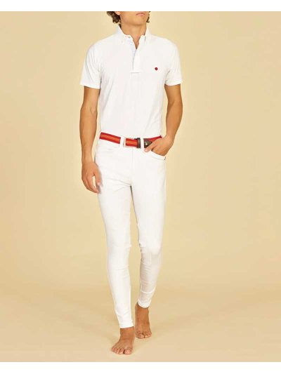 Pantalons d'équitation blanc (renfort au genou) pour homme Del Mar - Manfredi