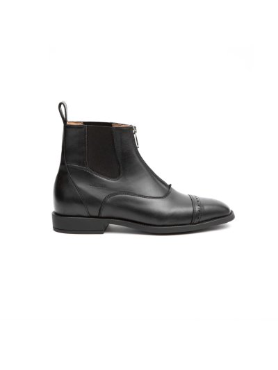 Botines negros de piel para montar a caballo con cremallera delantera- Devon Soft - Chester