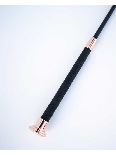 Fusta de doma negra (120cm) con mango corto con tope dorado oscuro - Fleck - imagen 2