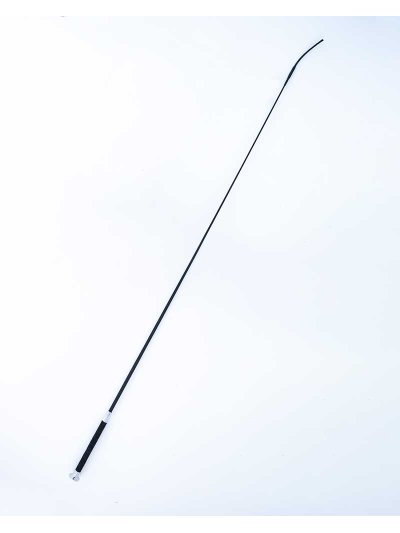 Fusta de doma negra (120cm) con mango corto con tope plateado oscuro - Fleck