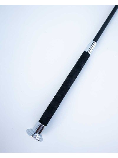 Fusta de doma negra (120cm) con mango corto con tope plateado oscuro - Fleck - imagen 2