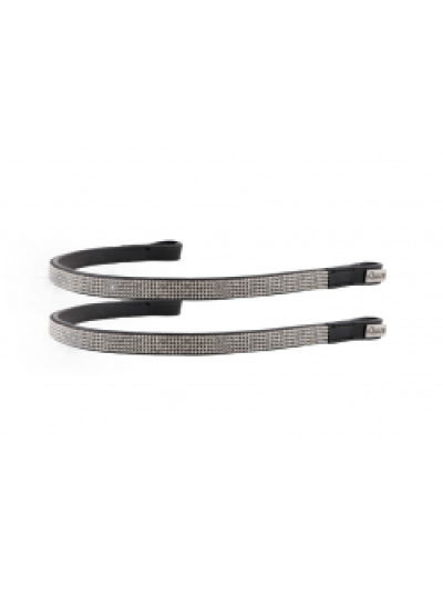 Frontalera de cuero negro con brillantes blancos para caballo - iquus