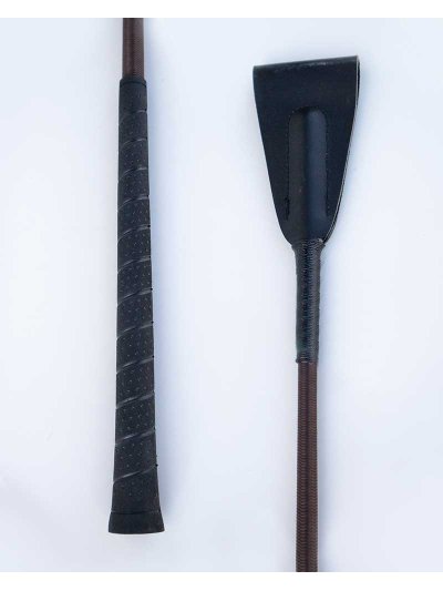 Fusta de salto marrón oscuro (65cm) con goma en el mango y lengüeta de cuero negros - Fleck - imagen 2