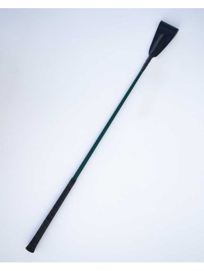 Fusta de salto verde oscuro (60cm) con goma en el mango y lengüeta de cuero negros - Fleck