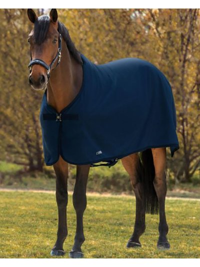 Manta polar de secado con cinchuelo azul marino para caballo Hugo - Equiline