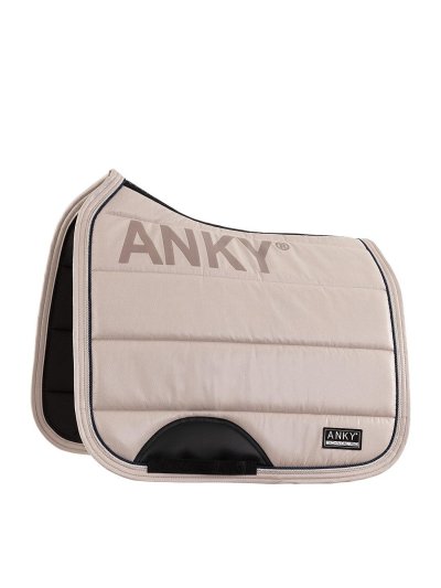 Sudadero de doma beige brillante (Necreous Clouds) con antideslizante, cordón decorativo y refuerzo en el paso de cincha para caballo - Anky