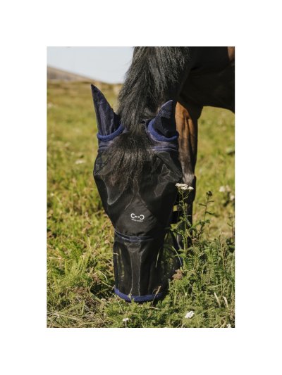 Navy Blue Breathable Fly Mask for Horses - Riding World