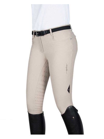 Pantalons beige avec écusson sur la poche arrière (grip à fond intégral) pour femme Nelly - Equiline