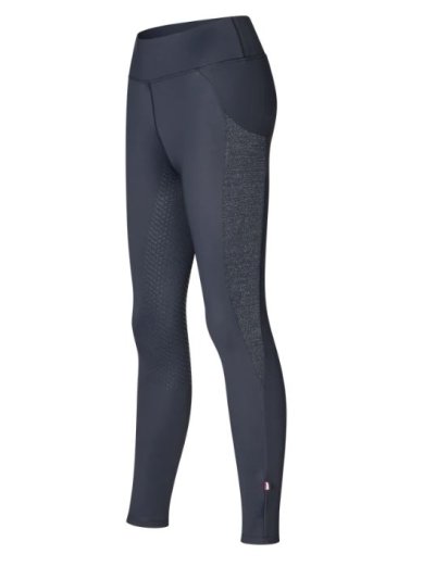 Navy blue winter riding tights (full grip) for women with side pocket and shiny details KLValerie - Kingsland
