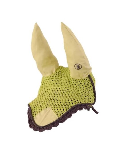 Orejeras color lima de crochet con orejas de tela para pony - BR