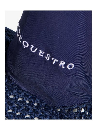 Orejeras de crochet azul marino con orejas elásticas y doble cordón blanco para caballo - Equestro - imagen 4