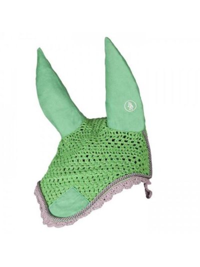 Orejeras color verde de crochet con orejas de tela para pony - BR