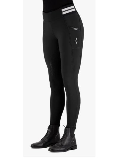 Women's riding tights in black (Full Grip) Estrella - HV Polo