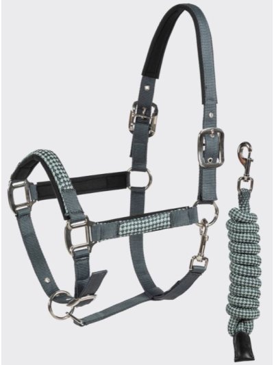 Licol d'écurie vert et bleu marine avec longe pour cheval Elerta - Equiline