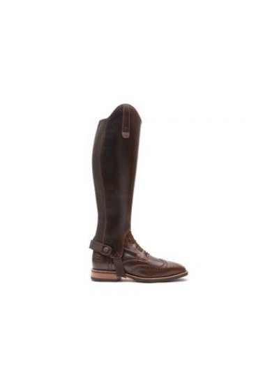 Polainas marrón oscuro de piel para montar a caballo clásicas con elástico y con cremallera Classic soft - Chester