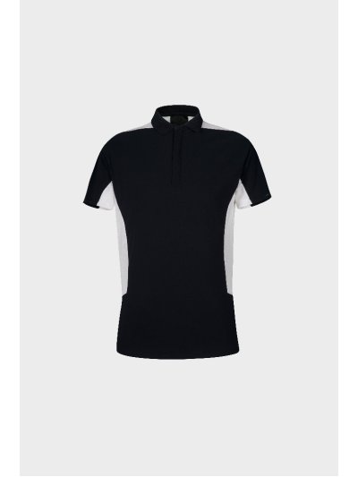 Polo técnico de entrenamiento de manga corta azul marino y malla blanca junior unisex - Cavalleria Toscana