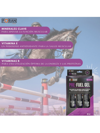 Suplemento energetico para caballos -Foran-Vitaminas Pre-Fuel Gel Triple Pack (3x60ml) - imagen 2