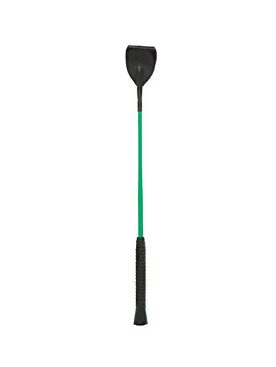 Fusta de salto negra (60cm) con mango de plástico y lengüeta de cuero color verde - Hispano Hípica