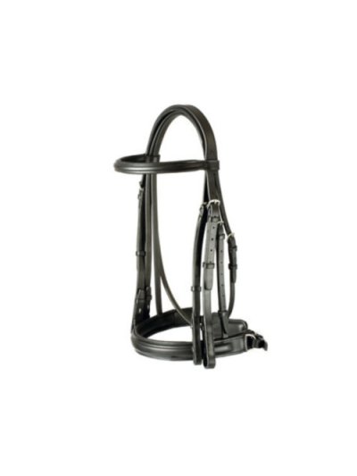 Brides noire pour filet de dressage double rêne et têtière matelassée pour cheval - Lexhis