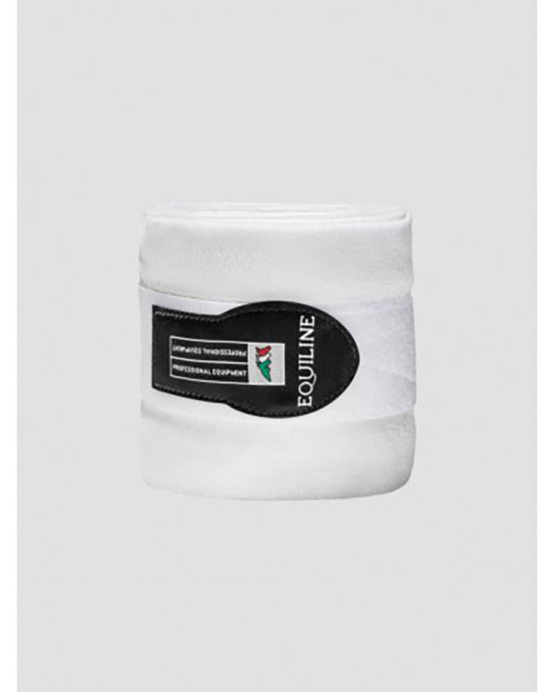 Pack of 4 white fleece work bandages for horses - Equiline