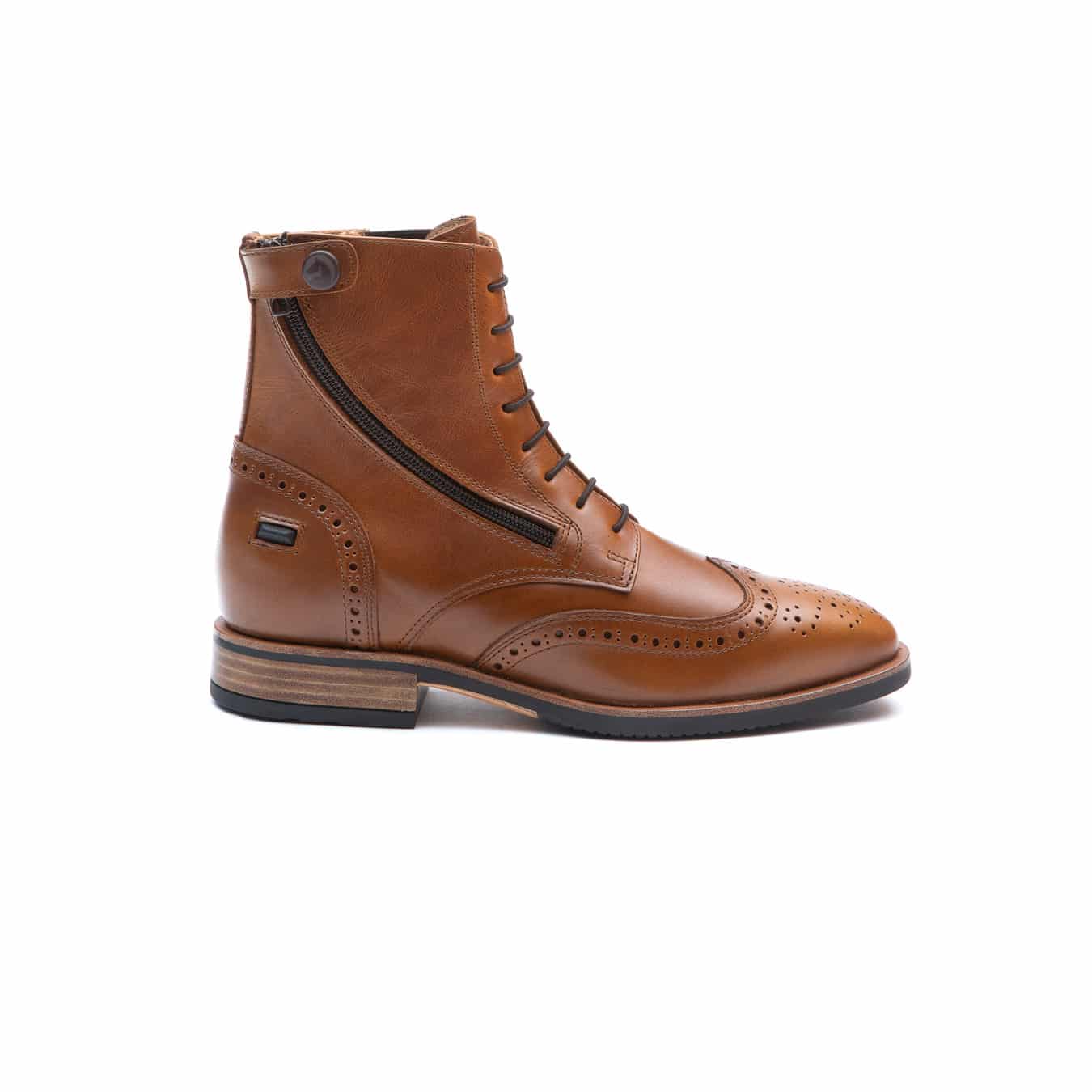 Caramel brown leather riding ankle boots with side zipper Vienna - Chester